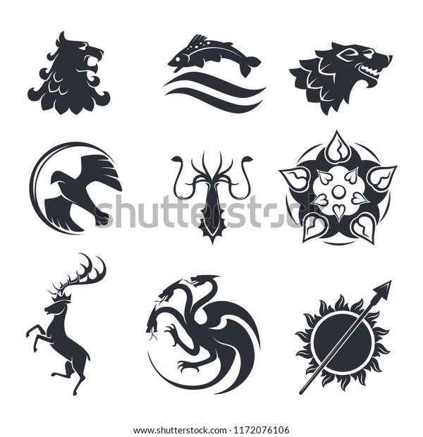 Heraldic gothic
vector animals and birds or
fish