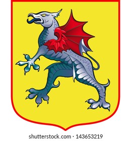 heraldic Griffin on the yellow coat of arms