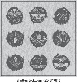 heraldic grunge elements, insignia, signs, vector grunge set.