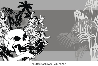 heraldic Hawaiian skull background in vector format