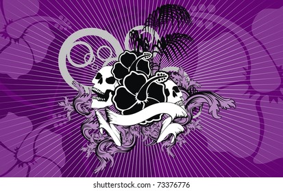heraldic Hawaiian skull background in vector format