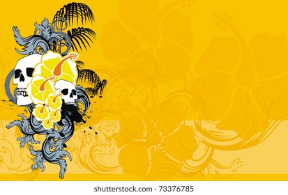 heraldic Hawaiian skull background in vector format