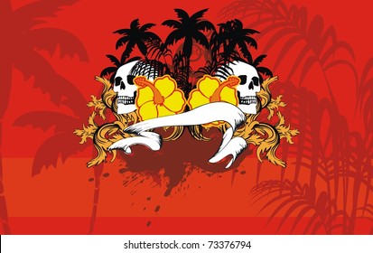 heraldic Hawaiian skull background in vector format