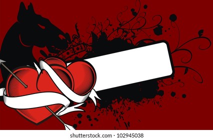 heraldic heart arrow crest background in vector format