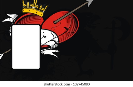 heraldic heart arrow crest background in vector format