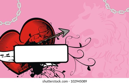 heraldic heart arrow crest background in vector format