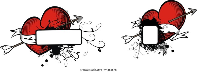 heraldic heart arrow crest copyspace in vector format