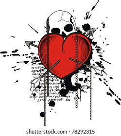 heraldic heart arrow tatto for tshirt in vector format