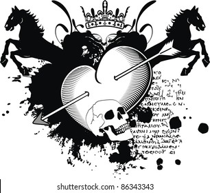 heraldic heart arrows crest in vector format