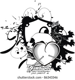 heraldic heart arrows crest in vector format