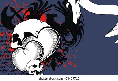 heraldic heart black background in vector format