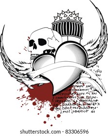 heraldic heart black in vector format