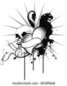 heraldic heart black in vector format