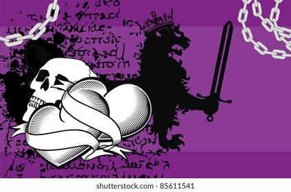 heraldic heart ribbon black background in vector format