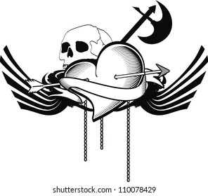heraldic heart tattoo in vector format