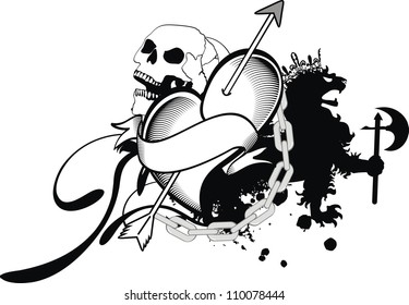 heraldic heart tattoo in vector format