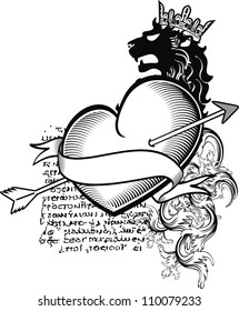 heraldic heart tattoo in vector format