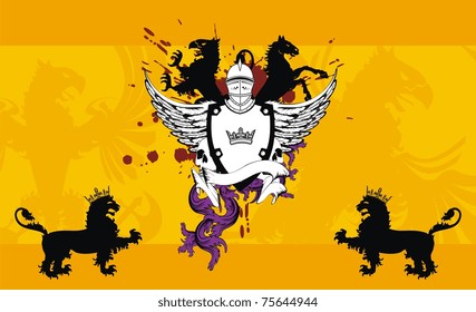 heraldic helmet coat of arms background in vector format