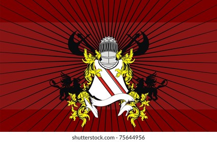 heraldic helmet coat of arms background in vector format