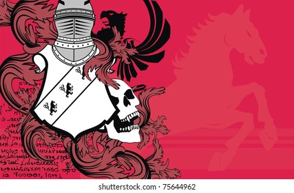 heraldic helmet coat of arms background in vector format