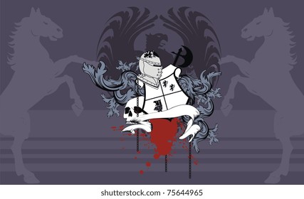 heraldic helmet coat of arms background in vector format