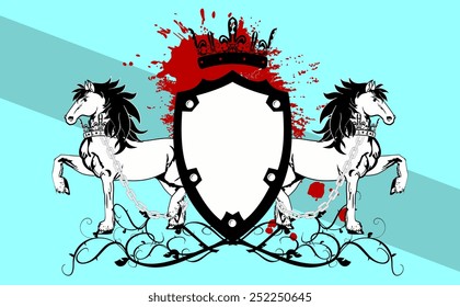 heraldic horse coat of arms background in vector format very easy to edit