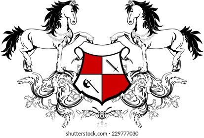 heraldic horse coat of arms crest in vector format very easy to edit