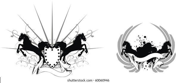 heraldic horse coat of arms in vector format very easy to edit