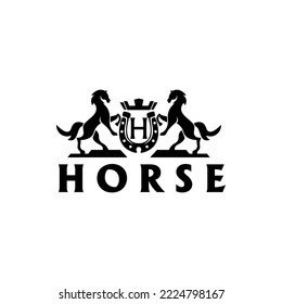 Heraldic Horse Equestrian Logo Template Vector 