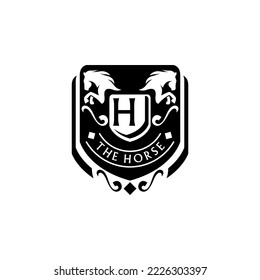 Heraldic Horse Equestrian Logo Template Vector 