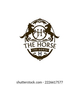 Heraldic Horse Equestrian Logo Template Vector 