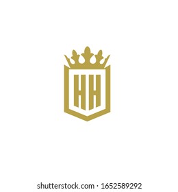 Letra heráldica H monograma. Elegante diseño minimalista. Letra H+Crown+Shield.