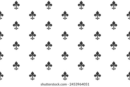 Heraldic lilies seamless background. Pattern from vintage decorative abstract elements water lily. Vector illustration