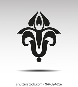 Heraldic lily black silhouette isolated