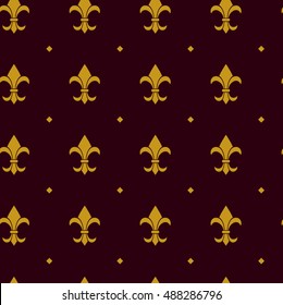 Heraldic Lily Noble Pattern Brown And Gold Vector