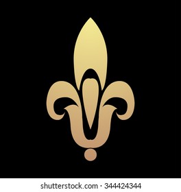 Heraldic lily vector silhouette isolated