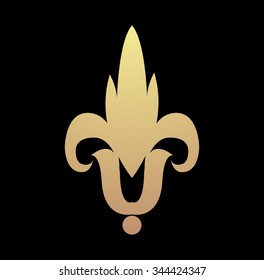 Heraldic lily vector silhouette isolated