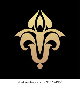 Heraldic lily vector silhouette isolated
