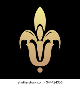 Heraldic lily vector silhouette isolated