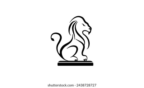 Heraldic Lion, black isolated silhouette