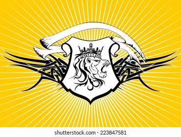 heraldic lion head coat of arms background in vector format very easy to edit