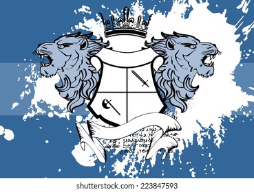 heraldic lion head coat of arms background in vector format very easy to edit