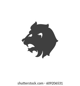 Cabeza de león heráldica Aislada sobre el icono del vector de fondo blanco en estilo retro. Puede utilizarse para el logotipo de crepe o para la insignia heráldica.