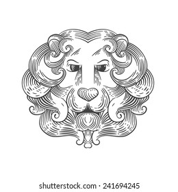 Heraldic lion head vector