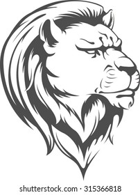 Heraldic Lion Head Vector Silhouette