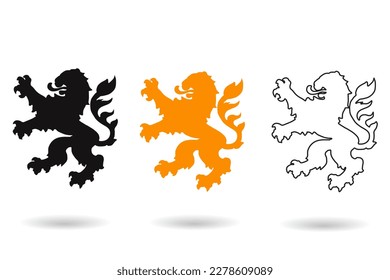 Heraldic lion icon. Emblem royal nobility set vector ilustration.