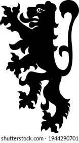 Heraldic Lion Illustration Black White Silhouette Stock Vector (Royalty ...