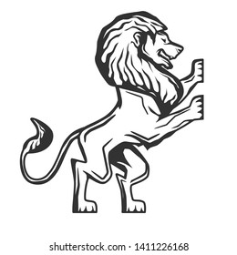 Heraldic lion isolated on white. Vector illustration.