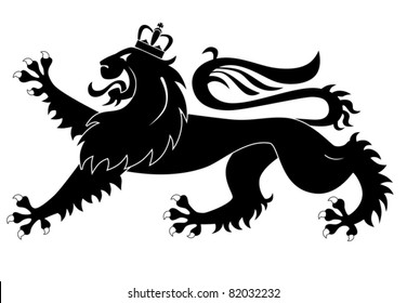 Heraldic lion isolated on white background