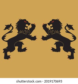 Heraldic lion logo which means a triumph